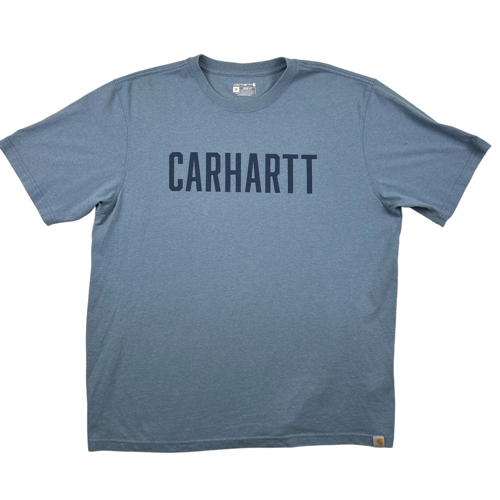 Carhartt Shirt Mens XL Loose Fit Blue Graphic Workwear Crewneck Short Sleeve